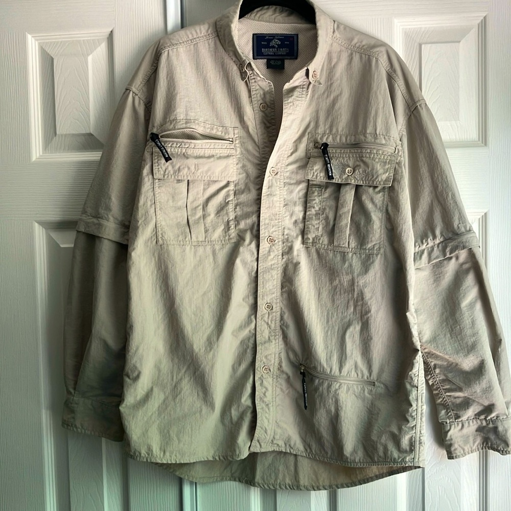 Men’s Northern Lights of Alaska fishing shirt removable sleeves vented nylon M